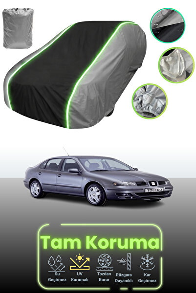 Dokaca Neo غطاء حماية للسيارة باللون الرمادي والأسود والرمادي النيون قماش مجدّل مقاعد توليدو 2 متوافق مع السيارة