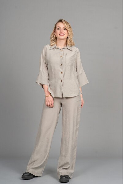 MissVina Modal Fabric Snap Jacket Elastic Waist Trousers Set 1208