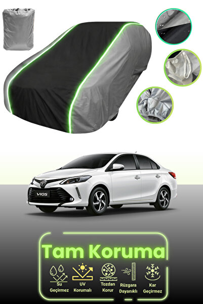 Dokaca Neo غطاء حماية للسيارة باللون الرمادي والأسود والرمادي النيون قماش مجدّل متوافق مع تويوتا فيوس 2013 - 2021