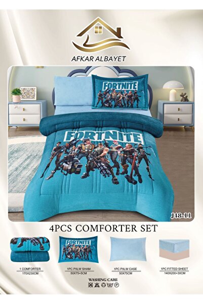 Afkar Albayet Soft velvet children's bedspread, 4 pieces, with cartoon designs