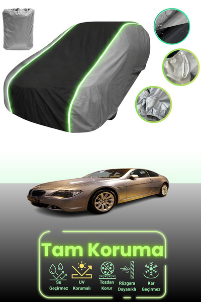 Dokaca Neo غطاء حماية للسيارة باللون الرمادي والأسود والرمادي النيون قماش مجدّل متوافق مع سيارات بي إم دبليو الفئة السادسة