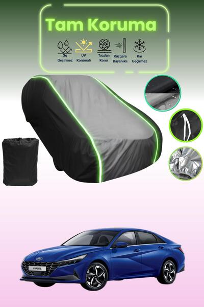 Dokaca Neo غطاء حماية متوافق مع سيارة هيونداي أفانتي قماش مجدّل باللون الأسود_الرمادي_الأسود النيون