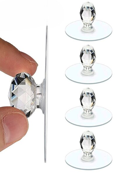 safestore 12-Piece Transparent Crystal Head Adhesive Handle Cabinet Drawer Handle Grip Hanger