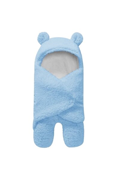 ZenAI ™ Baby Blanket 0-6 Months, Warm, Bear Shape for Swaddling Babies, Blue