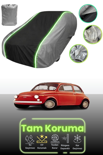 Dokaca Neo غطاء حماية للسيارة باللون الرمادي والأسود والرمادي النيون قماش مجدّل فيات 500 R/rinnovata 1972 - 1975