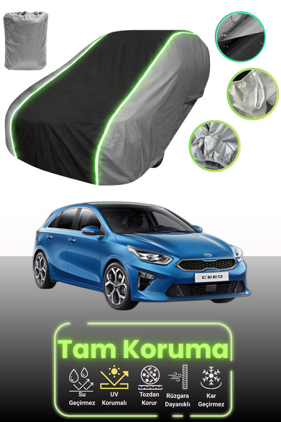 Dokaca Neo غطاء حماية للسيارة باللون الرمادي والأسود والرمادي النيون قماش مجد...