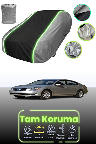 Dokaca Neo غطاء حماية للسيارة باللون الرمادي والأسود والرمادي النيون قماش مجدّل متوافق مع نيسان ماكسيما 2004 - 2009