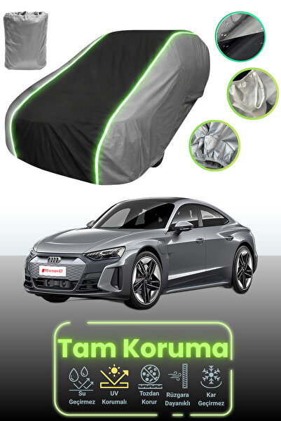 Dokaca Neo غطاء حماية للسيارة باللون الرمادي والأسود والرمادي النيون قماش مجدّل متوافق مع سيارة أودي إي-ترون جي تي