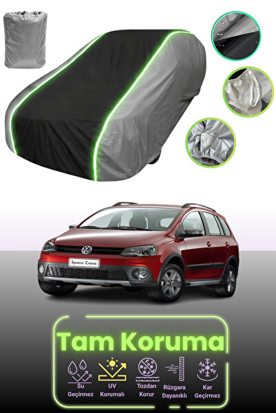 Dokaca Neo غطاء حماية للسيارة باللون الرمادي والأسود والرمادي النيون قماش مجدّل متوافق مع فولكس فاجن سبيس كروس