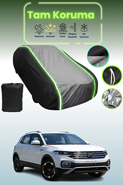 Dokaca Neo غطاء حماية متوافق مع سيارة فولكس فاجن تاكوا قماش مجدّل باللون الأسود_الرمادي_الأسود النيون