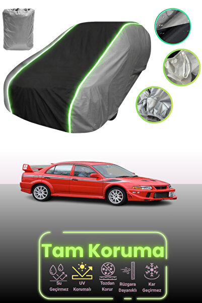 Dokaca Neo غطاء حماية متوافق مع سيارة ميتسوبيشي لانسر إيفولوشن VI 1999 - 2000 باللون الرمادي والأسود والرمادي النيون قماش مجدّل