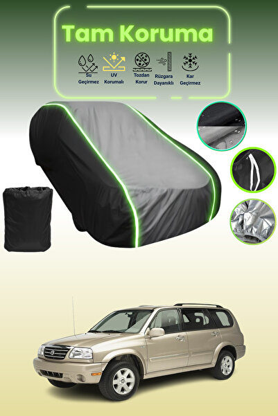 Dokaca Neo غطاء حماية متوافق مع سيارة سوزوكي جراند فيتارا Xl-7 باللون الأسود_الرمادي_الأسود النيون قماش مجدّل