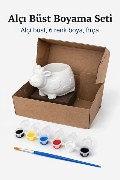 Kalipcim Alçı Büst Boyama Seti (İnek Figürlü)