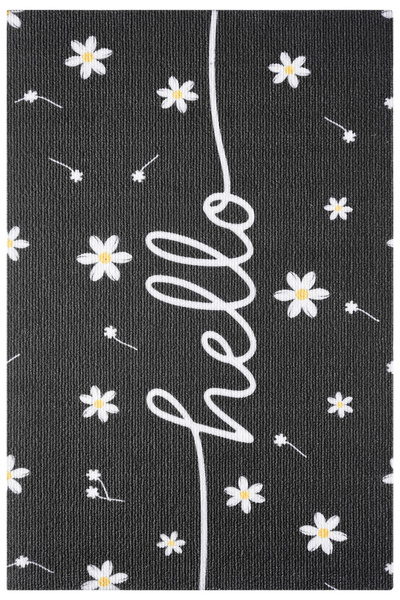 VİTALİHOME Charm Black and White Hello Doormat Exterior Door Mat Bristle Front Door Mat 2006