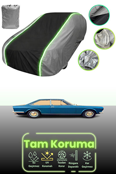 Dokaca Neo غطاء حماية للسيارة باللون الرمادي والأسود والرمادي النيون قماش مجدّل فيات 124 سبورت كوبيه Ac 1967 - 1969 متوافق مع غطاء حماية السيارة