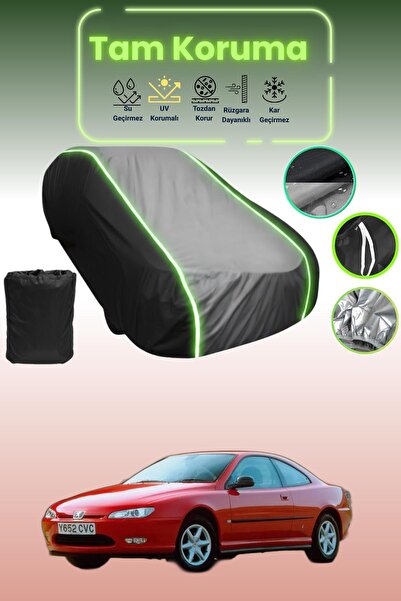 Dokaca Neo غطاء حماية متوافق مع سيارة بيجو قماش مجدّل كوبيه باللون الأسود_الر...