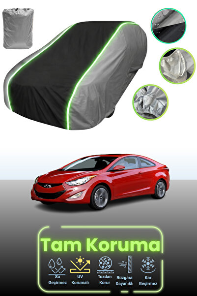 Dokaca Neo غطاء حماية للسيارة باللون الرمادي والأسود والرمادي النيون قماش مجدّل متوافق مع سيارة هيونداي إلنترا كوبيه 2012 - 2021