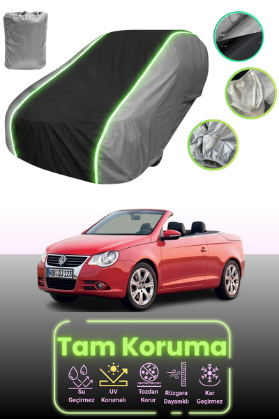 Dokaca Neo غطاء حماية للسيارة باللون الرمادي والأسود والرمادي النيون قماش مجدّل متوافق مع فولكس فاجن إيوس 2006 - 2011