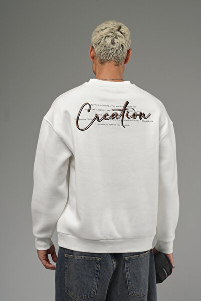 Butik Trend Biz Oversized Crew Neck Embroidered Men's Sweatshirt