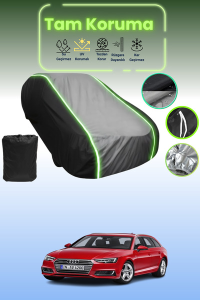 Dokaca Neo غطاء حماية متوافق مع سيارة أودي A4 أفانت 2016 - 2018 باللون الأسود_الرمادي_الأسود النيون قماش مجدّل