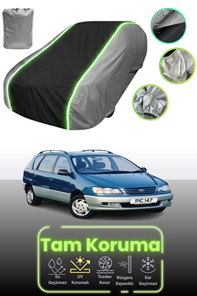 Dokaca Neo غطاء حماية للسيارة باللون الرمادي والأسود والرمادي النيون قماش مجدّل متوافق مع سيارة تويوتا بيكنيك