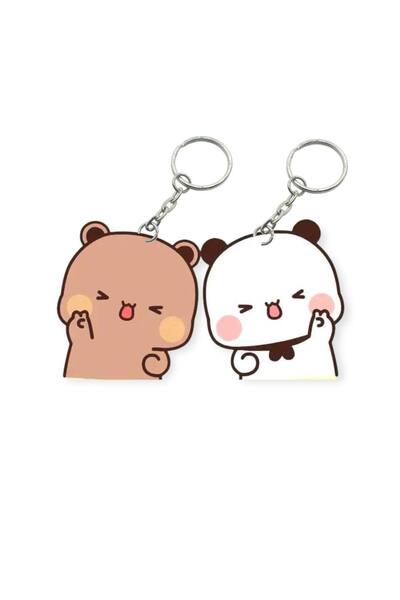 ADA 3D Dudu Bubu Panda Ayıcık Çift Anahtarlık Seti Sevgiliye Özel Hediye Sevg...
