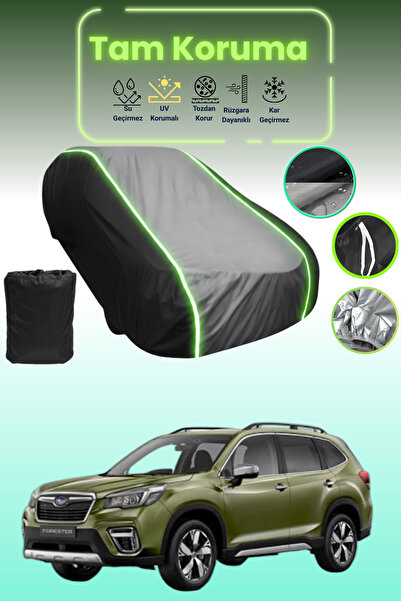 Dokaca Neo غطاء حماية متوافق مع سيارة سوبارو فورستر قماش مجدّل باللون الأسود_الرمادي_الأسود النيون