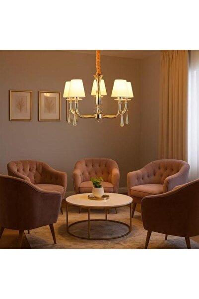 GENERAL Classic pendant chandelier with 7 bulbs, gold color