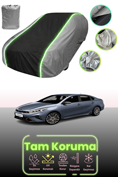 Dokaca Neo غطاء حماية للسيارة باللون الرمادي والأسود والرمادي النيون قماش مجدّل متوافق مع سيارة كيا سيراتو 4 هاتشباك