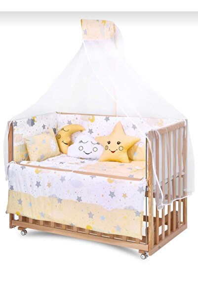 Jasmin Baby Crib Sleeping Set Yellow Star 10 Pieces + Mosquito Net and Appara...