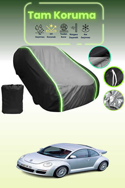 Dokaca Neo غطاء حماية متوافق مع سيارة فولكس فاجن بيتل RSI موديل قماش مجدّل - 2002 باللون الأسود_الرمادي_الأسود النيون