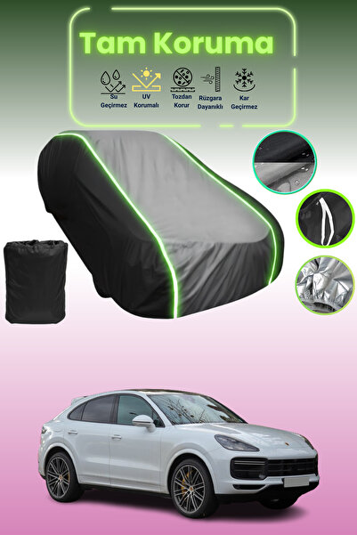 Dokaca Neo غطاء حماية متوافق مع سيارة بورش كايين قماش مجدّل كوبيه باللون الأسود_الرمادي_الأسود النيون