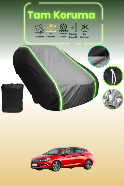 Dokaca Neo غطاء حماية متوافق مع سيارة أوبيل أسترا كيه سبورتس تورر قماش مجدّل باللون الأسود_الرمادي_الأسود النيون