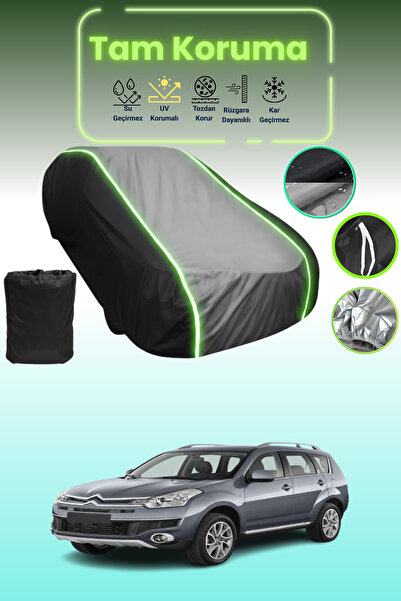 Dokaca Neo غطاء حماية متوافق مع سيارة سيتروين سي-كروسير قماش مجدّل باللون الأسود_الرمادي_الأسود النيون