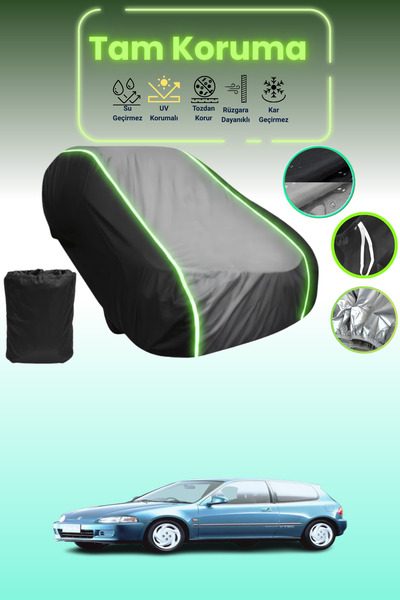 Dokaca Neo غطاء حماية متوافق مع سيارة هوندا سيفيك قماش مجدّل هاتشباك باللون الأسود_الرمادي_الأسود النيون