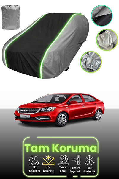 Dokaca Neo غطاء حماية للسيارة باللون الرمادي والأسود والرمادي النيون قماش مجدّل متوافق مع سيارة شيري أريزو 3