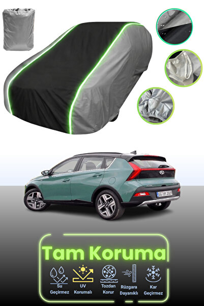 Dokaca Neo Gri.Siyah.Gri Neon Fitilli Hyundai Bayon Uyumlu Araba Brandası Kor...