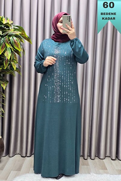 Elmas Tesettür Women's Clothing Plus Size Crystal Rhinestone Dress