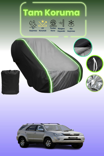 Dokaca Neo غطاء حماية متوافق مع سيارة تويوتا فورتشنر قماش مجدّل باللون الأسود_الرمادي_الأسود النيون