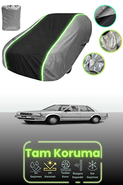 Dokaca Neo غطاء حماية للسيارة باللون الرمادي والأسود والرمادي النيون قماش مجدّل نيسان بلو بيرد سيدان 1986 - 1990 متوافق مع غطاء حماية السيارة