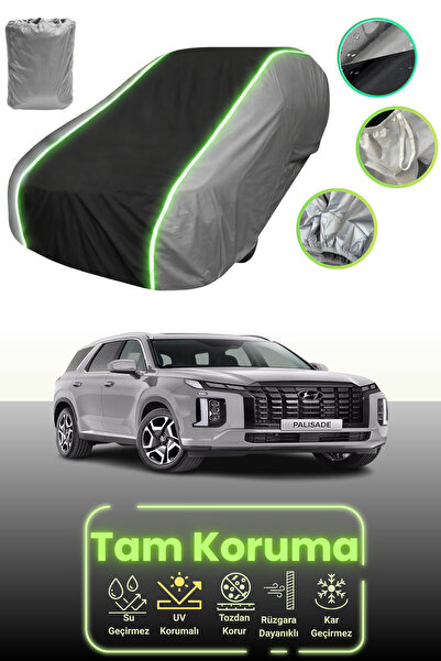 Dokaca Neo غطاء حماية للسيارة باللون الرمادي والأسود والرمادي النيون قماش مجدّل متوافق مع سيارة هيونداي باليسيد