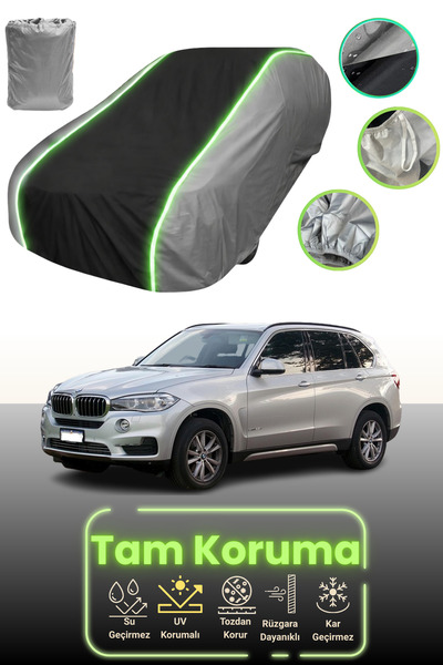 Dokaca Neo غطاء حماية للسيارة باللون الرمادي والأسود والرمادي النيون قماش مجدّل متوافق مع سيارة بي إم دبليو X5 (F15) 2014 - 2021