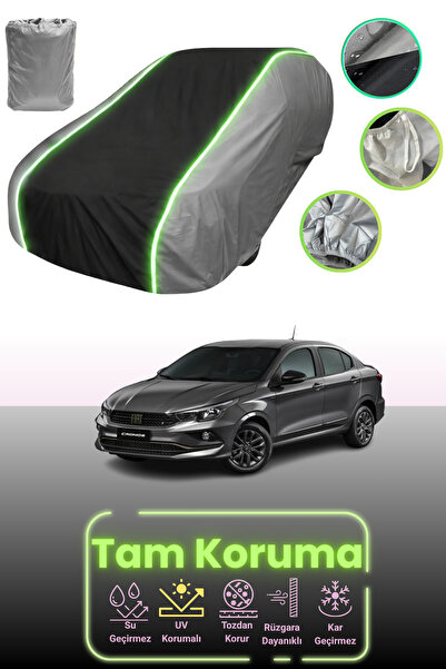 Dokaca Neo غطاء حماية للسيارة باللون الرمادي والأسود والرمادي النيون قماش مجدّل متوافق مع فيات كرونوس