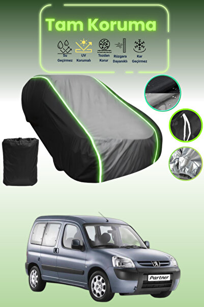 Dokaca Neo غطاء حماية متوافق مع سيارة بيجو بارتنر قماش مجدّل باللون الأسود_الرمادي_الأسود النيون