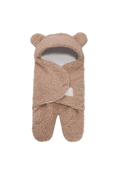 NEO Salopă pufoasă, 3-6 luni, călduroasă, formă de ursuleț, pentru înfășat bebeluși, maro