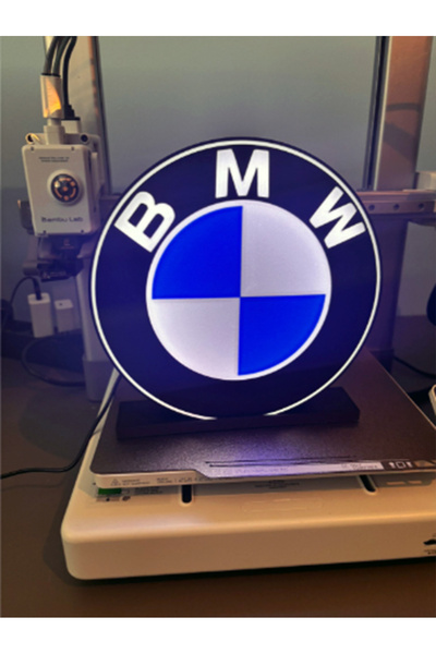 Atölye Matris BMW Logo Lightbox Led Lamba 20 Cm Çap x 3 cm Adaptor Stand Dahi...