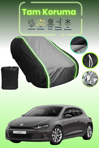 Dokaca Neo غطاء حماية متوافق مع سيارة فولكس فاجن سيروكو قماش مجدّل باللون الأسود_الرمادي_الأسود النيون