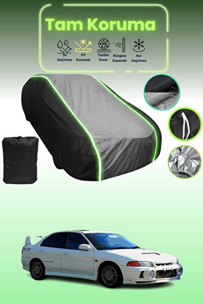 Dokaca Neo غطاء حماية متوافق مع سيارة ميتسوبيشي لانسر إيفولوشن IV موديل قماش مجدّل باللون الأسود_الرمادي_الأسود النيون، موديلات 1996 - 1998