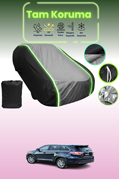 Dokaca Neo غطاء حماية متوافق مع سيارة تويوتا كلوجر قماش مجدّل باللون الأسود_الرمادي_الأسود النيون