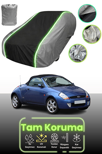 Dokaca Neo غطاء حماية للسيارة متوافق مع سيارة فورد ستريتكا قماش مجدّل باللون الرمادي والأسود والرمادي النيون